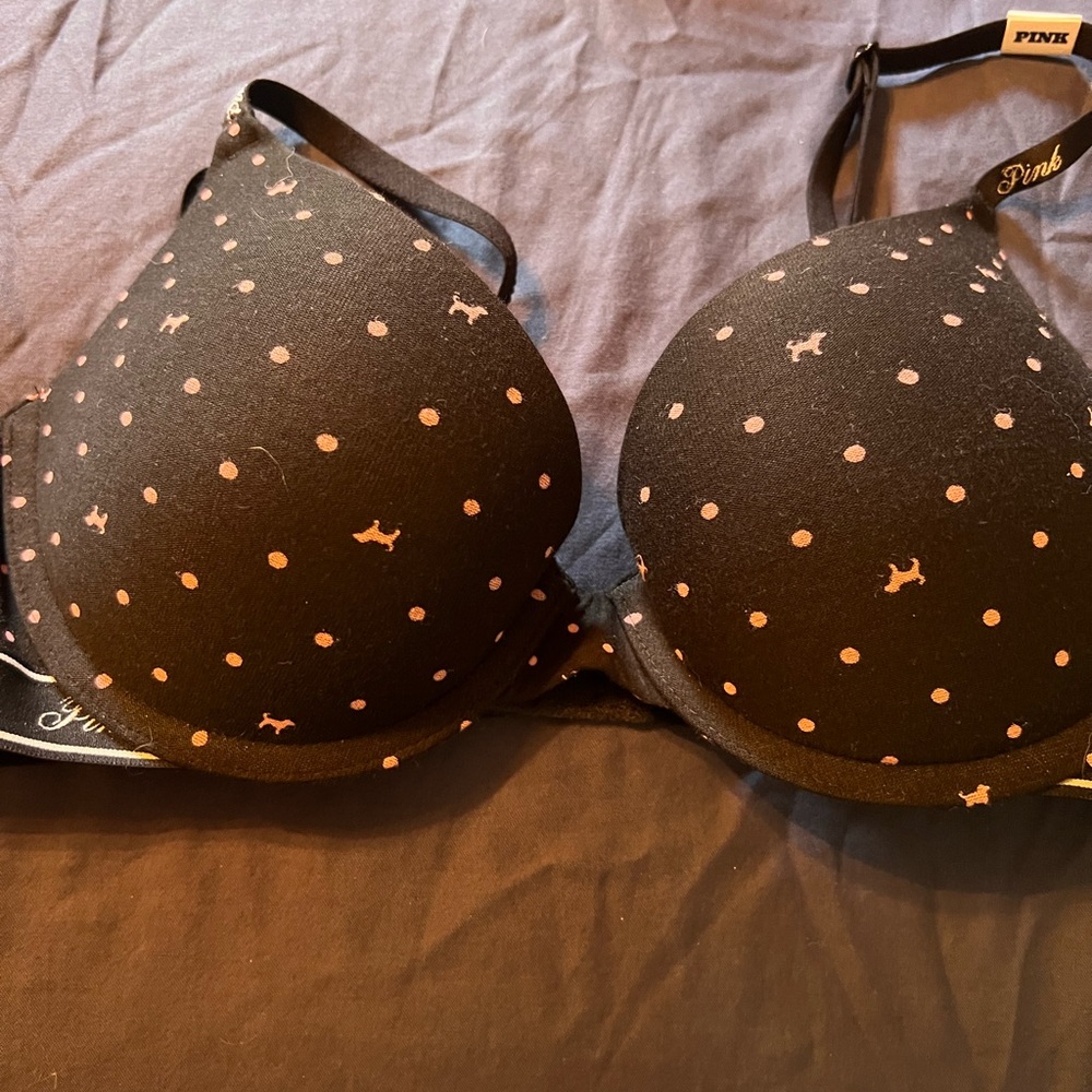 Victoria's Secret PINK Black and Pink Dot Bra
